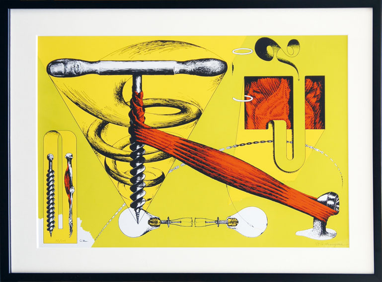 赤瀬川原平版画額「ねじ式」 Genpei Akasegawa 1969年／シルクスクリーン　限100　サイン　50.5×75　額67.5×91.5